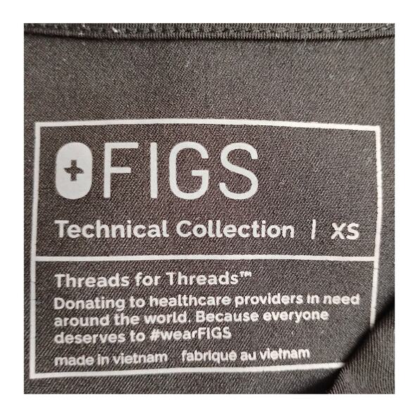 Figs XS Technical Collection Black Scrub Uniform Tops lot of 3 - Picture 4 of 4